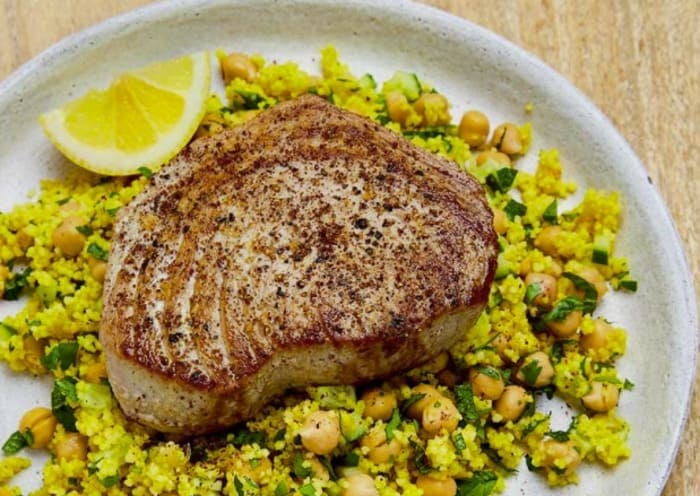 Tuna Steaks with Preserved Lemon Couscous